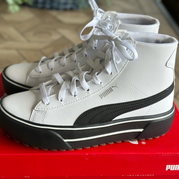 Puma Kaia Mid L White and Black High-Top Sneakers - Picture 5 of 14